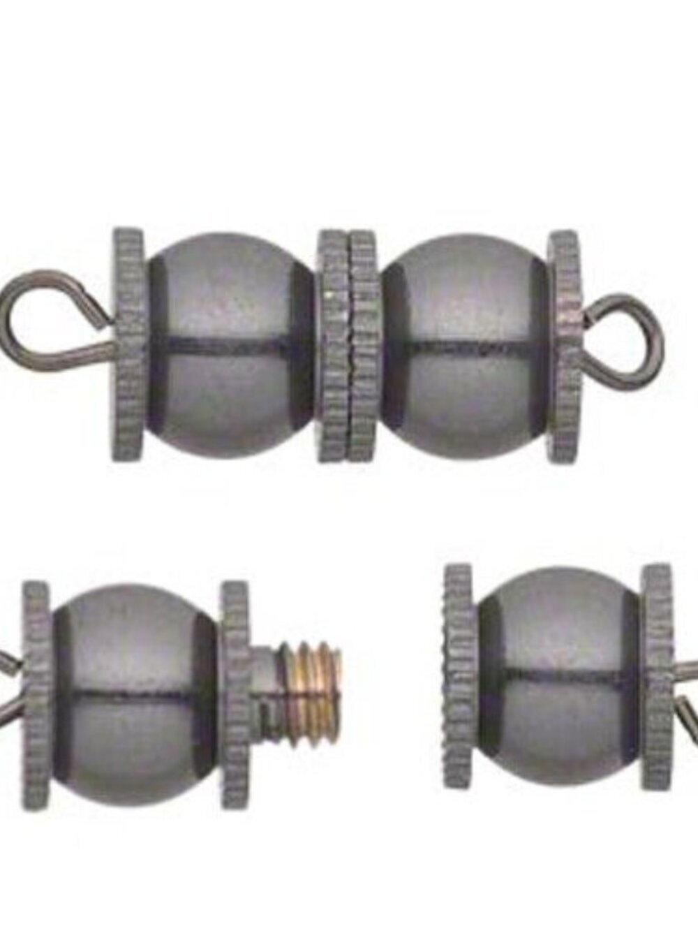 Art Deco Gunmetal Black Large Double Ball Barrel Screw Large Necklace Clasp